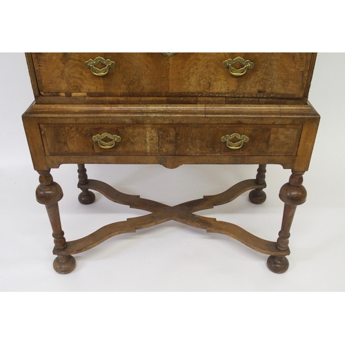 819 - A William and Mary style walnut chest on stand