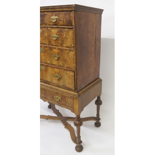 819 - A William and Mary style walnut chest on stand