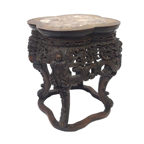 837 - A Chinese carved hardwood pedestal