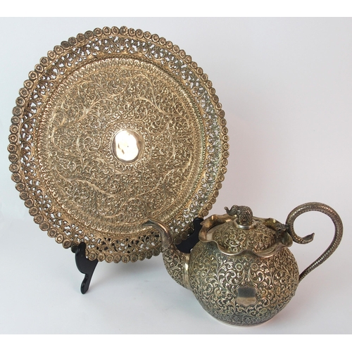 84 - An Indian silver teapot and cover