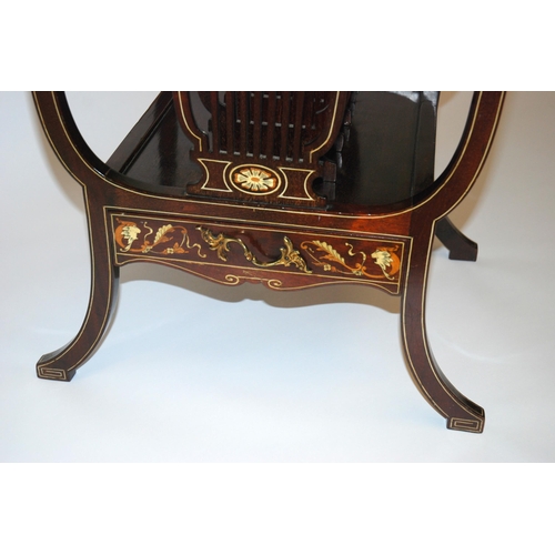 844 - An Edwardian mahogany  ivory and fruitwood inlaid Canterbury