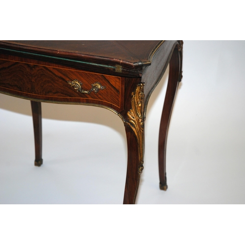 846 - A Victorian rosewood and brass mounted envelope card table