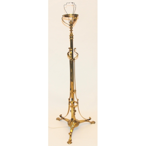 846A - An Arts and Crafts brass standard lamp