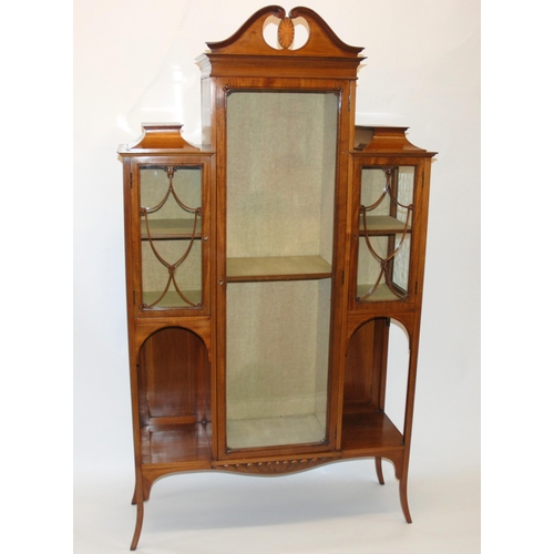 847 - An Edwardian mahogany inlaid display cabinet