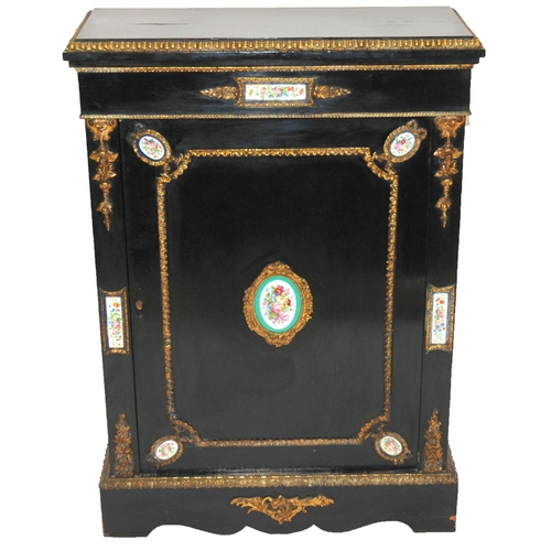 847A - A Victorian ebonised and brass mounted cabinet