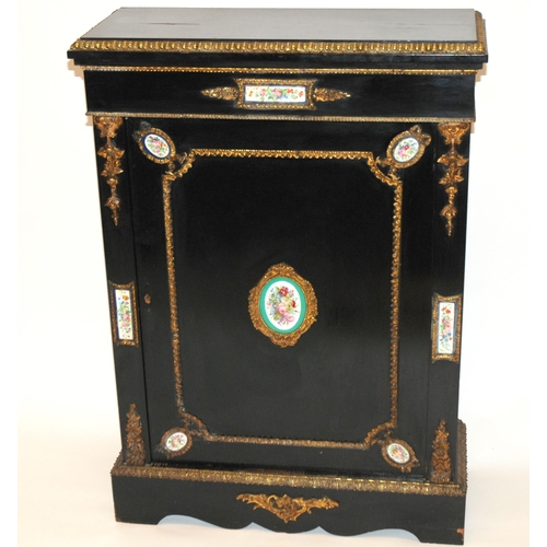 847A - A Victorian ebonised and brass mounted cabinet