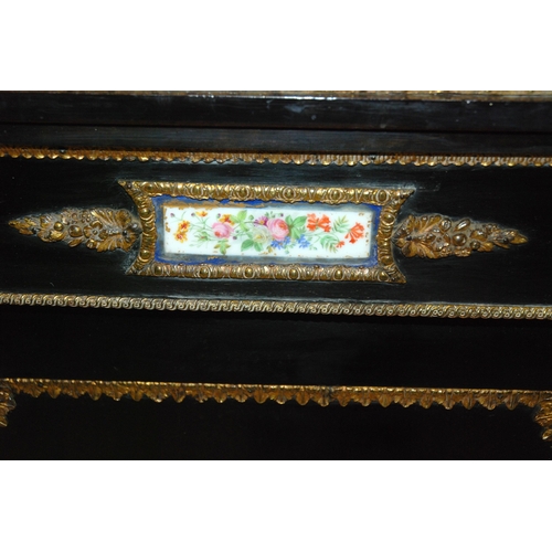 847A - A Victorian ebonised and brass mounted cabinet