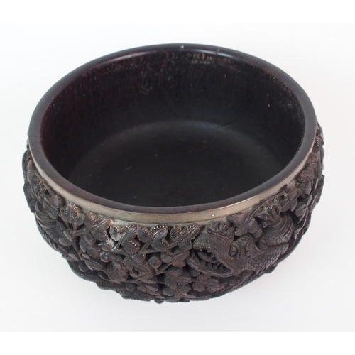 9 - A Burmese carved hardwood bowl