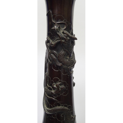 11 - A large Japanese bronze oil lamp