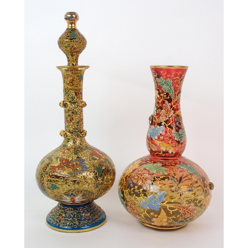 151 - Two Bohemian Moser enamelled glass vessels