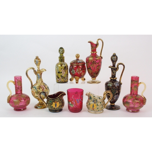 152 - Ten Bohemian Moser enamelled glass vessels