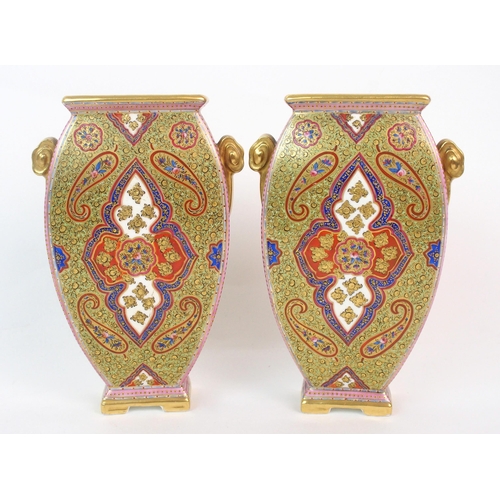 158 - A pair of Coalport porcelain enamelled vases