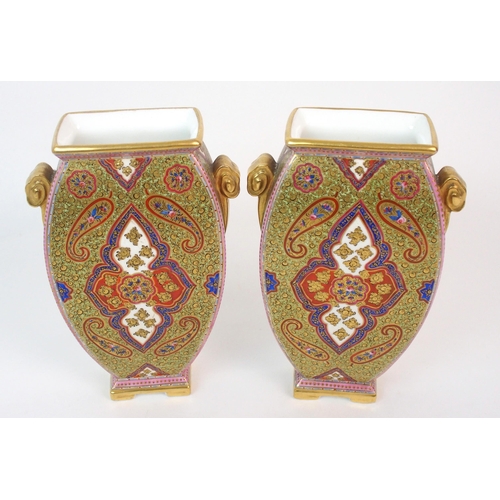 158 - A pair of Coalport porcelain enamelled vases