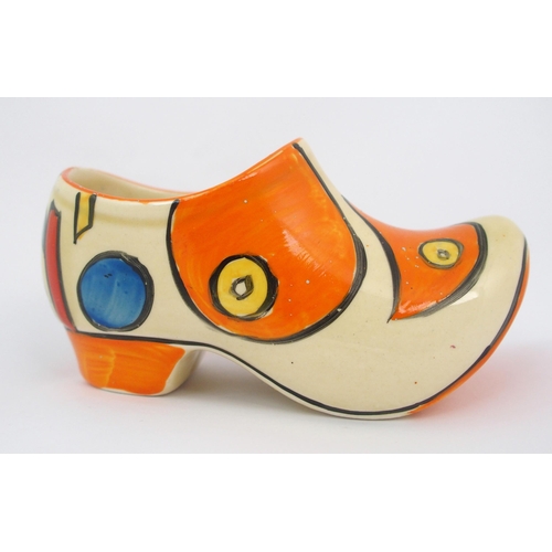 159 - A Clarice Cliff Bizarre Orange Battle pattern porcelain clog