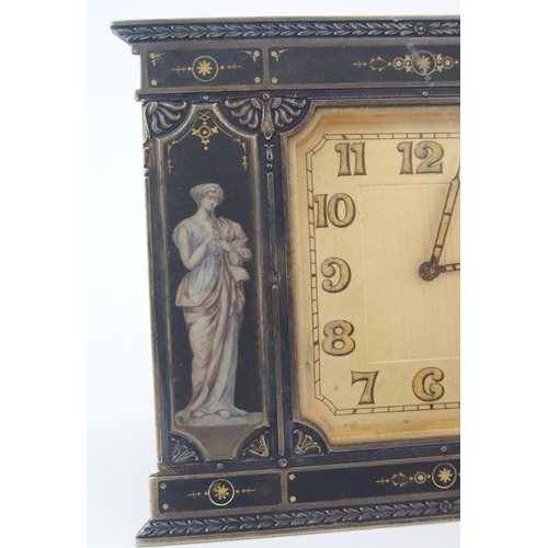 160 - A Swiss Art Deco silver and enamelled desk clock