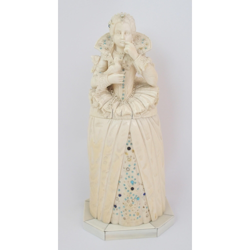 162 - A carved ivory Dieppe work figure of Mary  Queen of Scots