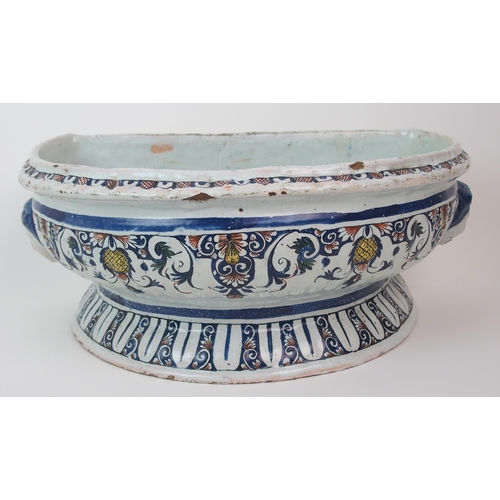 163 - A French faience cistern with cover and basin