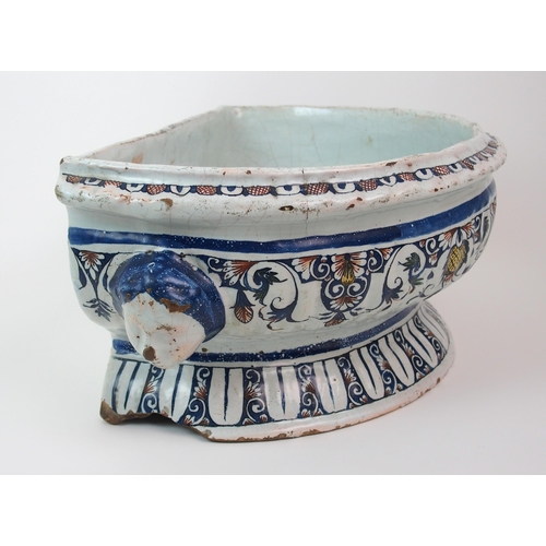 163 - A French faience cistern with cover and basin