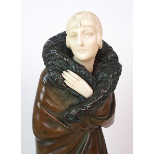 169 - An Art Deco patinated bronze and ivory figure  by Demetre Chiparus (Romania  1886-1947)  Leaving the... 