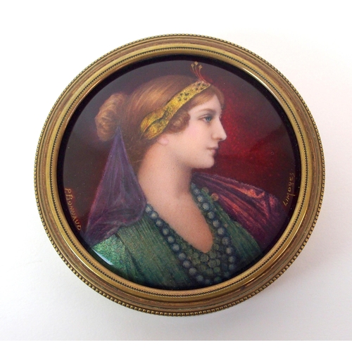 174 - A French Limoges enamelled portrait roundel by Pierre Bonnard