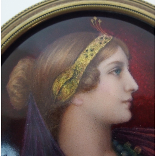 174 - A French Limoges enamelled portrait roundel by Pierre Bonnard