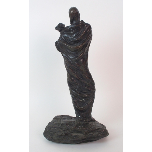 176 - An American patinated cast bronze figure of a Native American woman