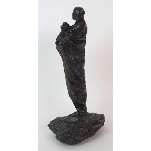 176 - An American patinated cast bronze figure of a Native American woman