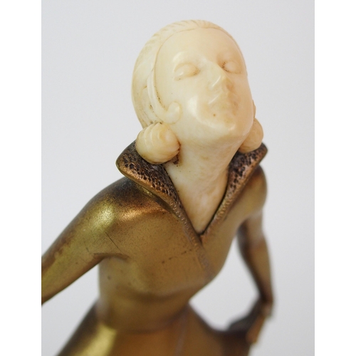 177 - An Austrian Art Deco gilt bronze and ivory figure  by Josef Lorenzl (Austrian  1892-1950)