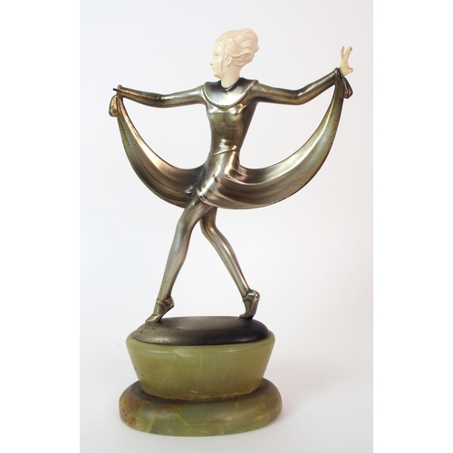 178 - An Austrian Art Deco painted bronze and ivory figure  by Josef Lorenzl (Austrian  1892-1950)