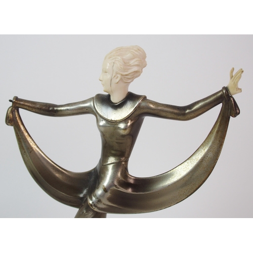 178 - An Austrian Art Deco painted bronze and ivory figure  by Josef Lorenzl (Austrian  1892-1950)