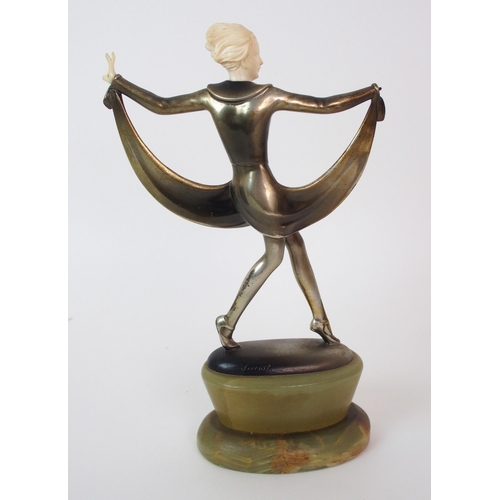 178 - An Austrian Art Deco painted bronze and ivory figure  by Josef Lorenzl (Austrian  1892-1950)