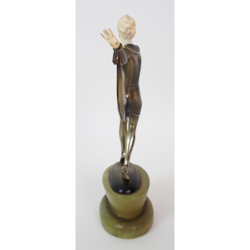 178 - An Austrian Art Deco painted bronze and ivory figure  by Josef Lorenzl (Austrian  1892-1950)