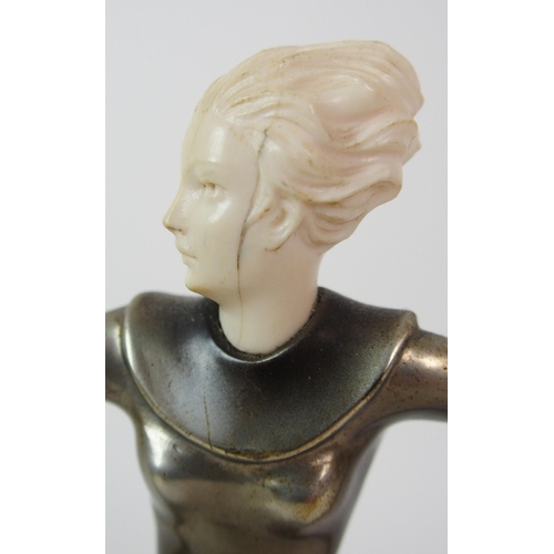 178 - An Austrian Art Deco painted bronze and ivory figure  by Josef Lorenzl (Austrian  1892-1950)