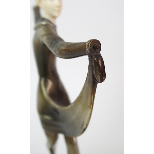 178 - An Austrian Art Deco painted bronze and ivory figure  by Josef Lorenzl (Austrian  1892-1950)