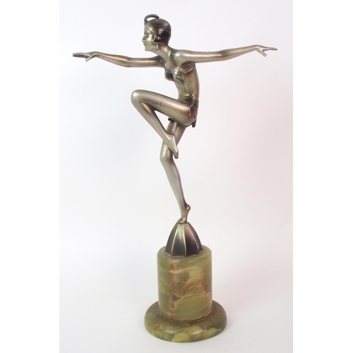 179 - An Austrian Art Deco silvered bronze figure  by Josef Lorenzl (Austrian  1892-1950)