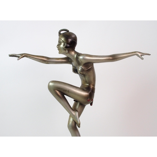 179 - An Austrian Art Deco silvered bronze figure  by Josef Lorenzl (Austrian  1892-1950)