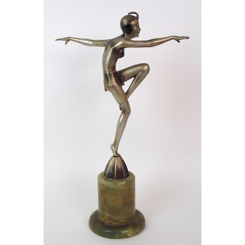 179 - An Austrian Art Deco silvered bronze figure  by Josef Lorenzl (Austrian  1892-1950)