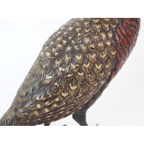 187 - An Austrian cold painted bronze bird  by Franz Xavier Bergman (Austrian  1861-1926)