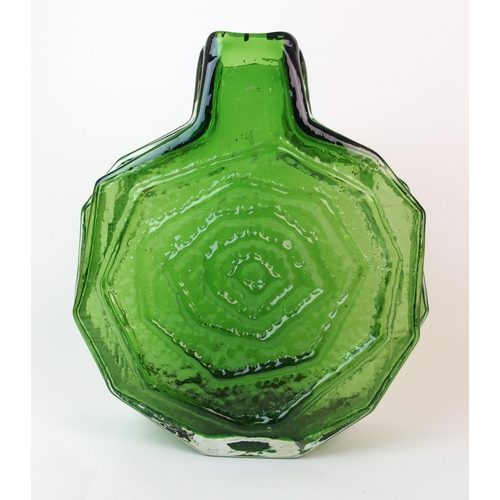 190 - A Whitefriars green glass banjo vase