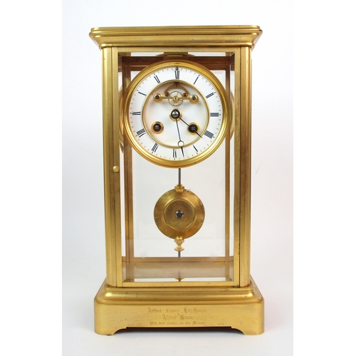 192 - A French four glass and brass mantle clock