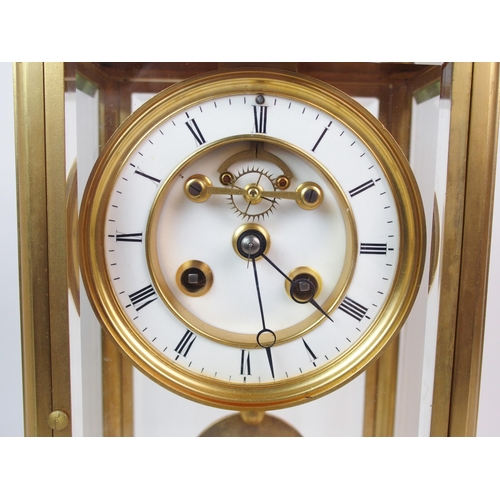 192 - A French four glass and brass mantle clock