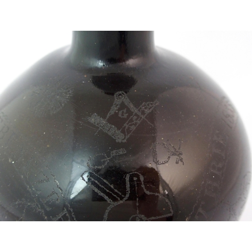 198 - An Alloa blown glass vessel with Masonic inscription