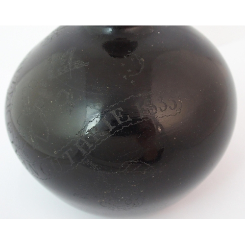 198 - An Alloa blown glass vessel with Masonic inscription