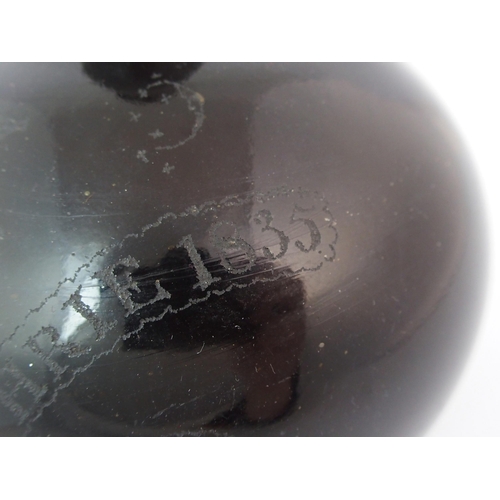 198 - An Alloa blown glass vessel with Masonic inscription