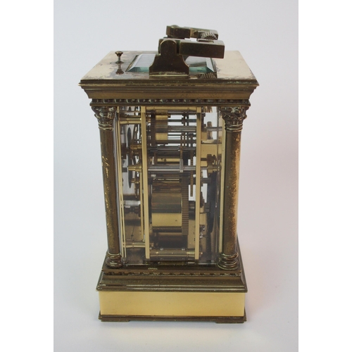 200 - A French two-dial brass carriage clock