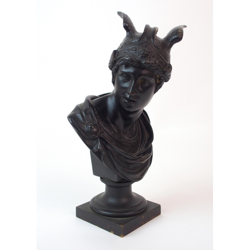 202 - A Continental patinated bronze bust of Mercury