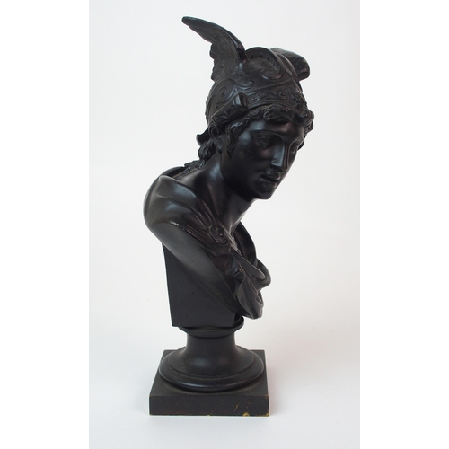 202 - A Continental patinated bronze bust of Mercury