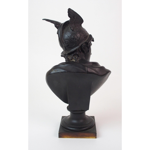 202 - A Continental patinated bronze bust of Mercury