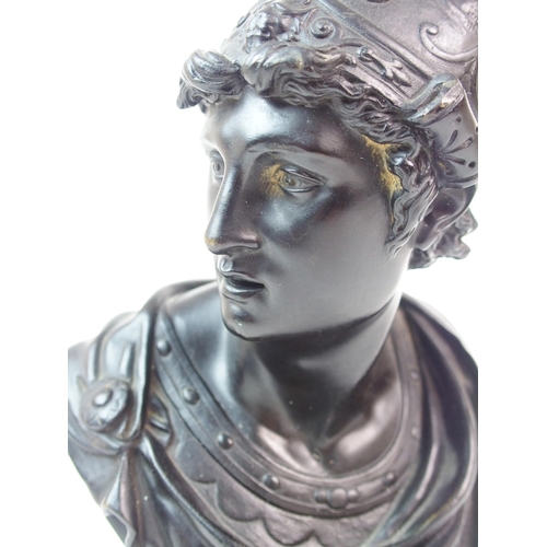 202 - A Continental patinated bronze bust of Mercury