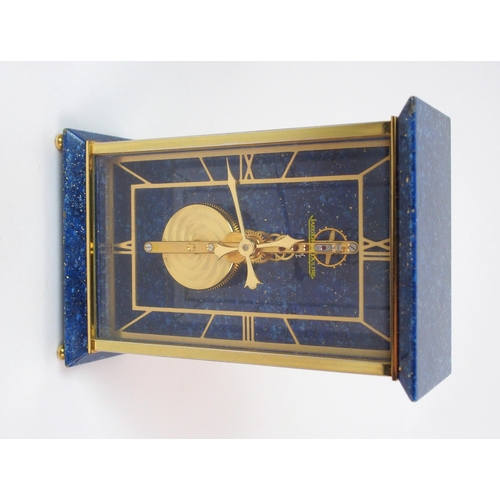 203 - A Jaeger Le Coultre gilt brass and enamelled 8-day desk clock